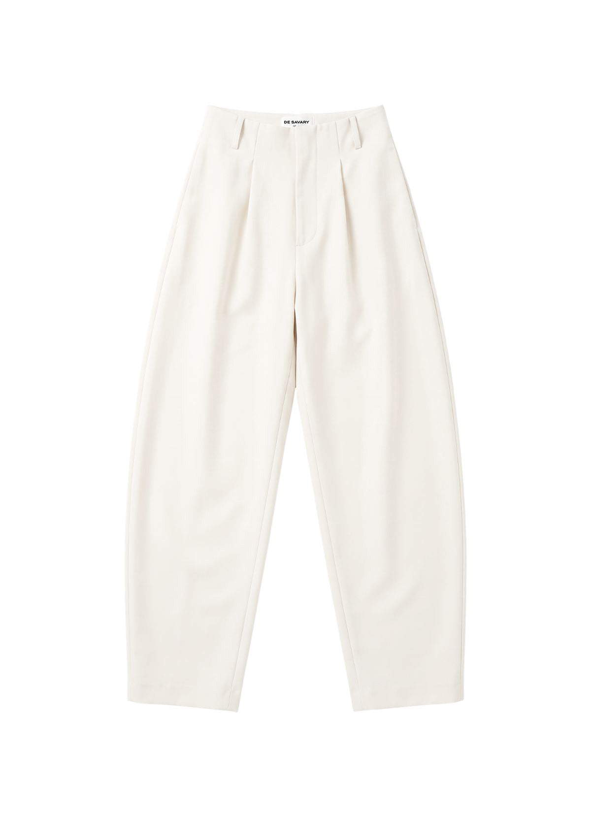 Cream Wool Barrel Leg Trousers