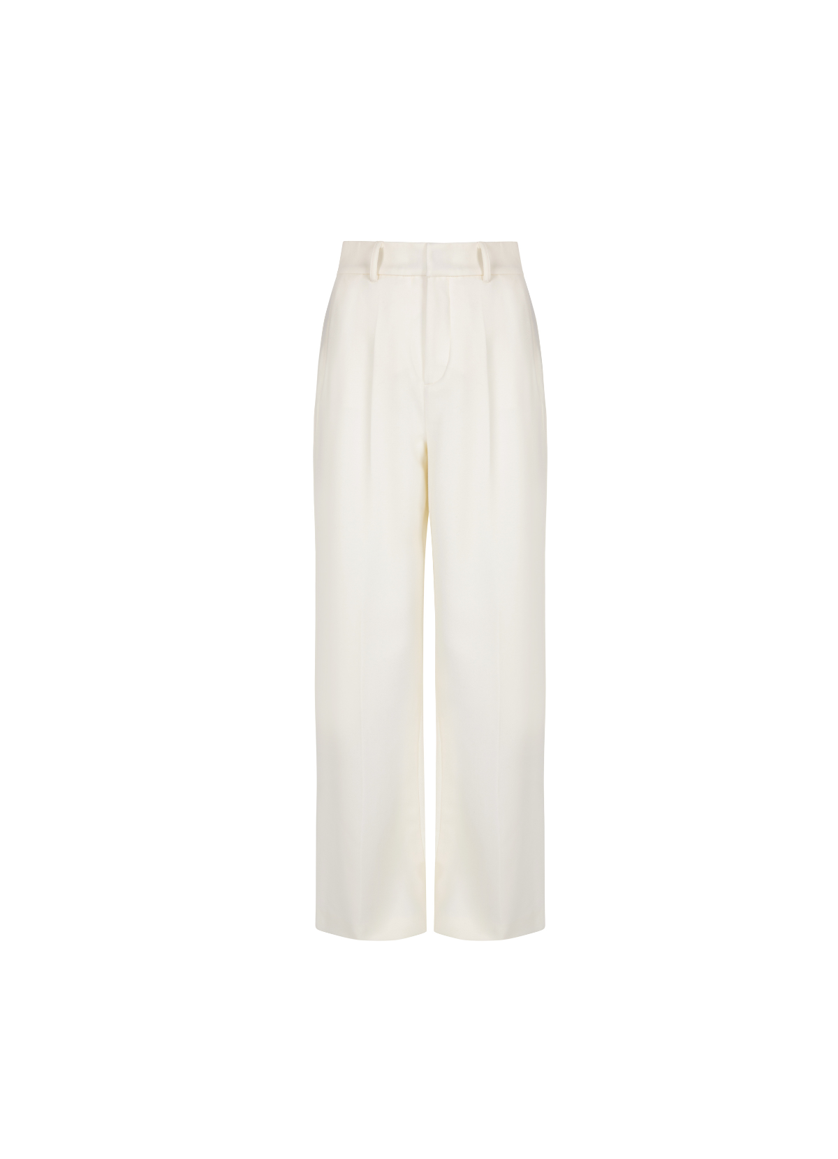 Cream wool trousers, shown flatlay on white background