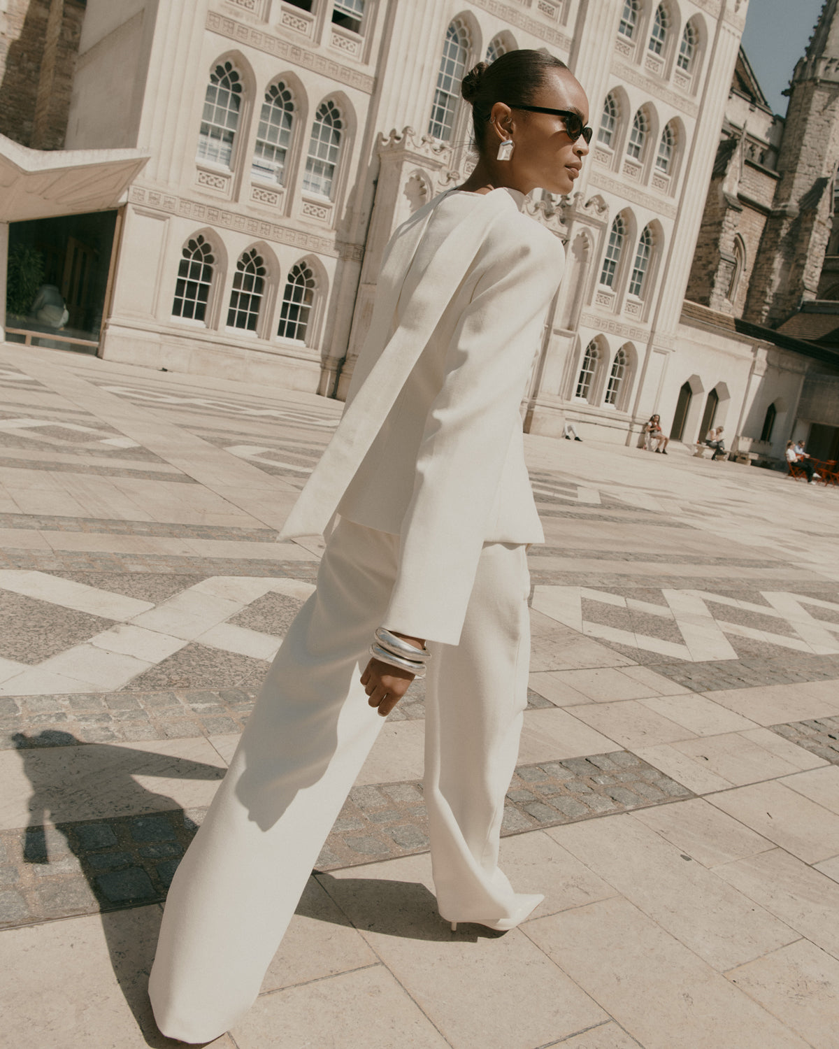 Cream Fitted Wool Jacket