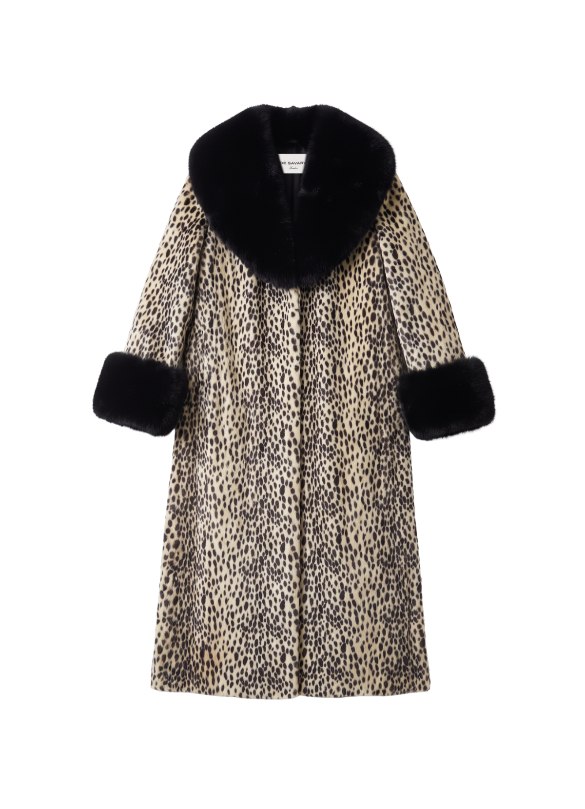 Dalmatian Faux Pony Hair Fur Trim Maxi Coat