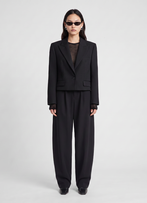 Black Wool Cropped Blazer