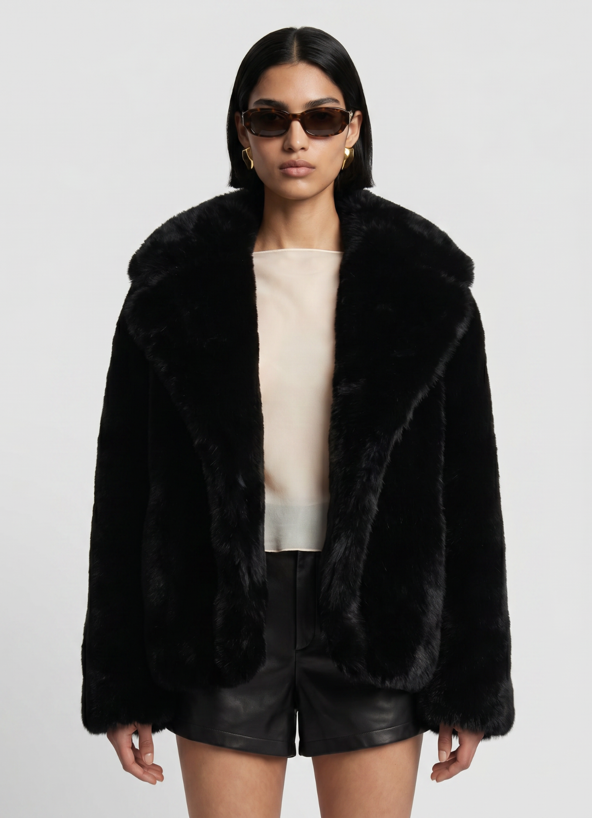 Black Faux Fur Coat