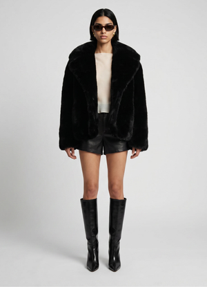 Black Faux Fur Coat
