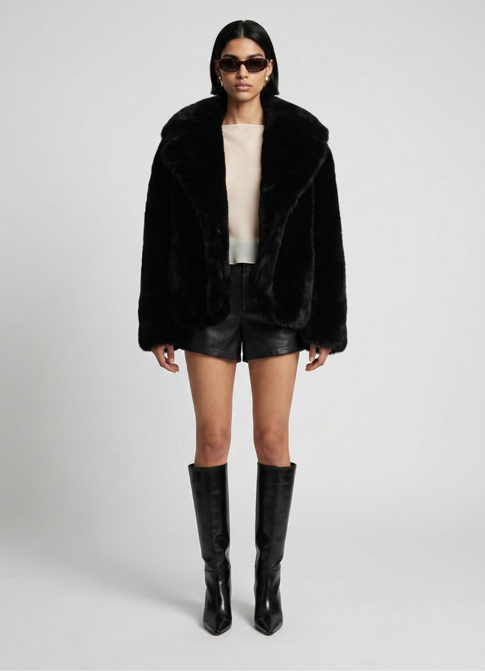 Black Faux Fur Coat