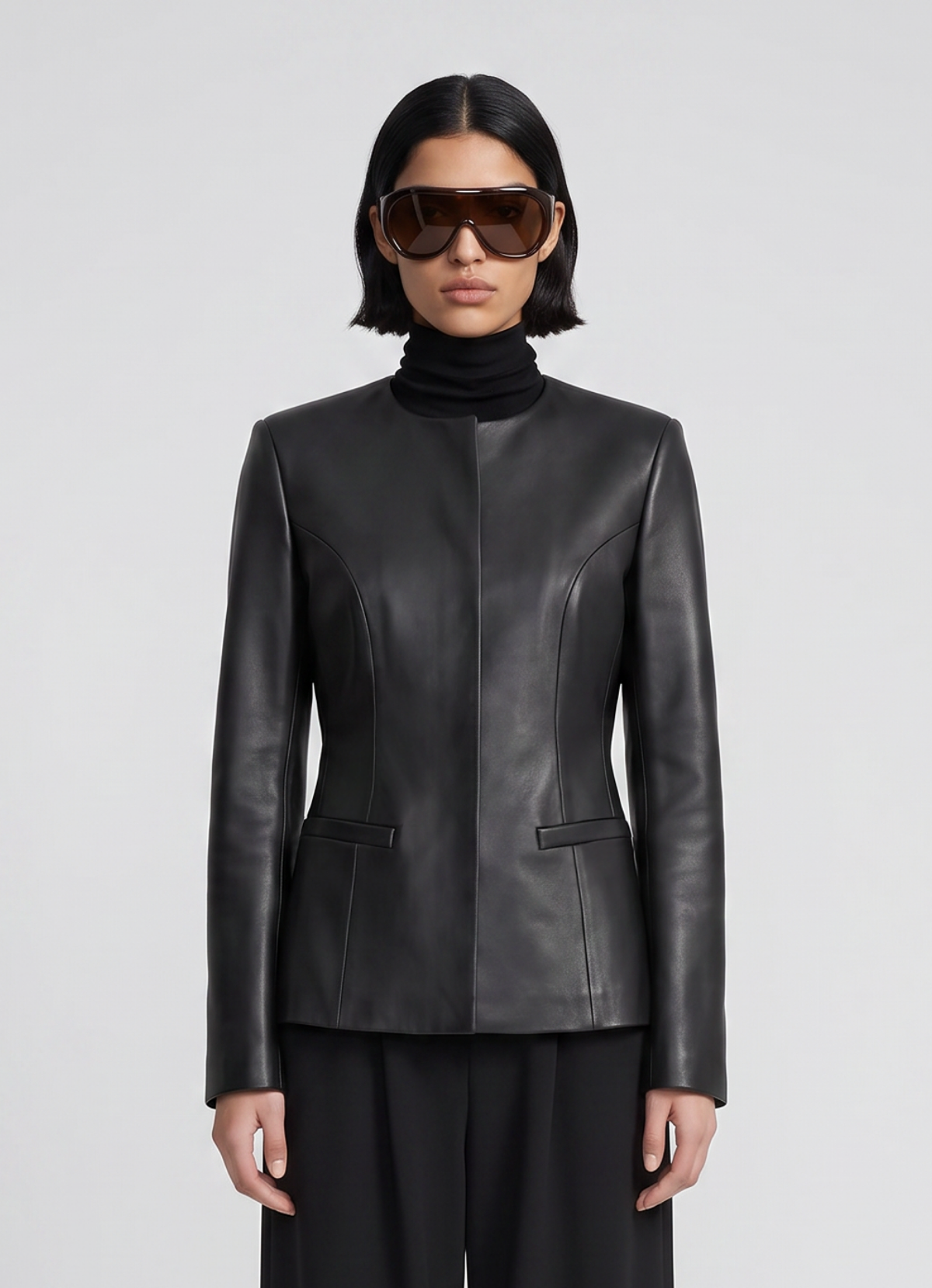 Black Leather Fitted Jacket
