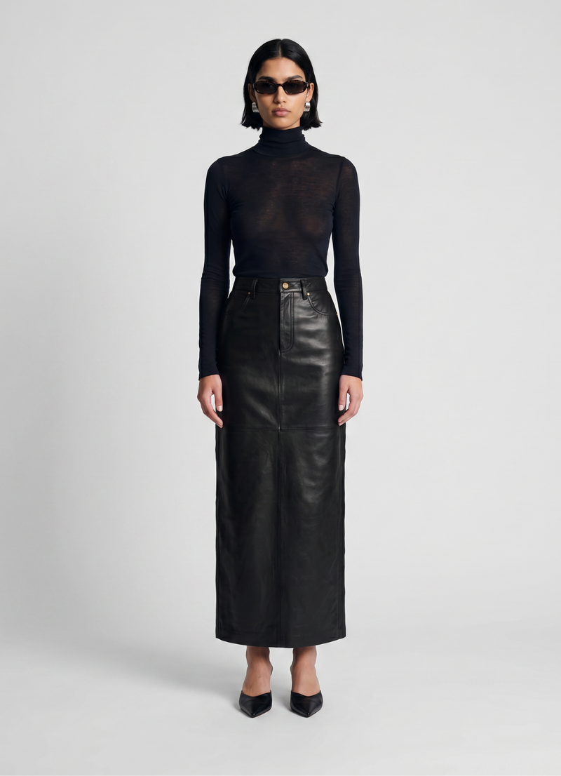 Black Leather Maxi Skirt