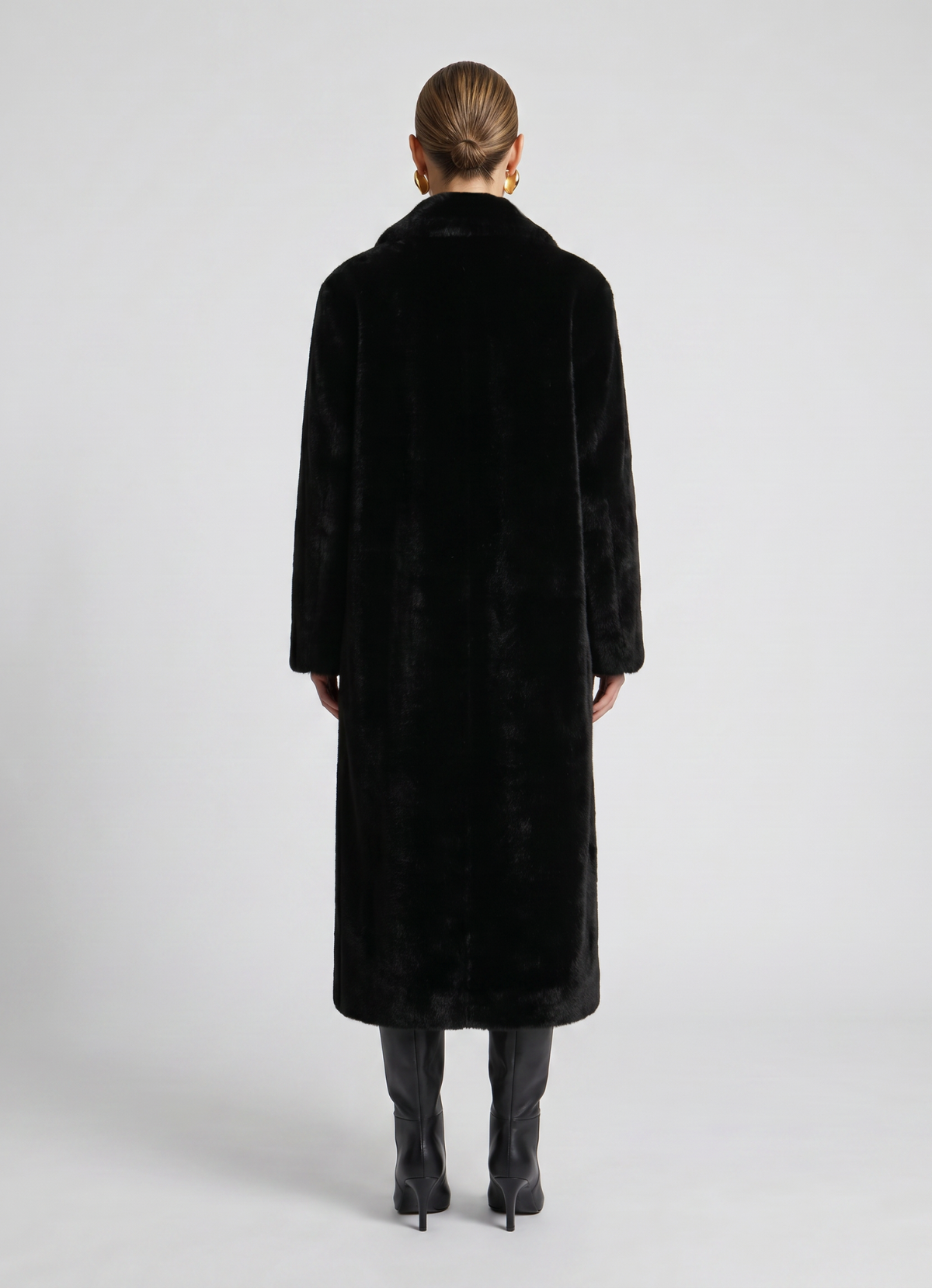 Black Maxi Faux Fur Coat