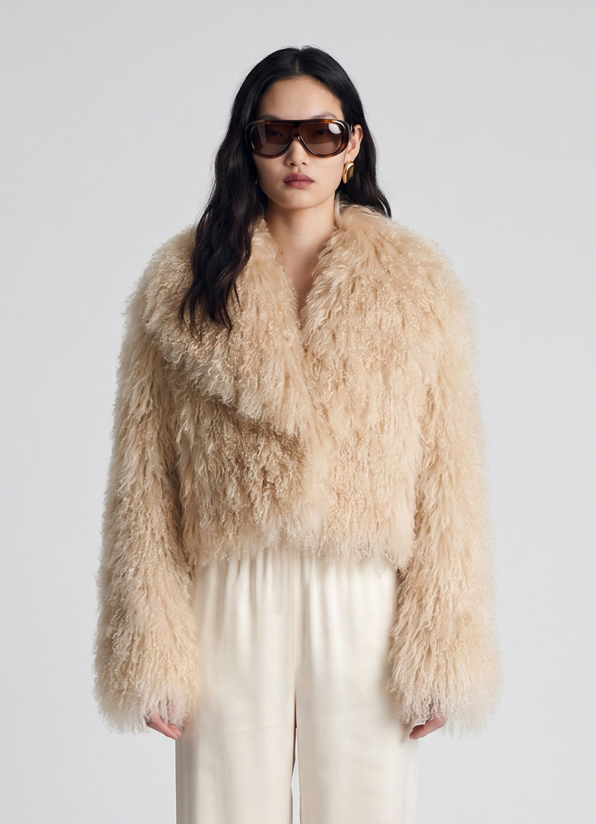 Blonde Mongolian Cropped Coat