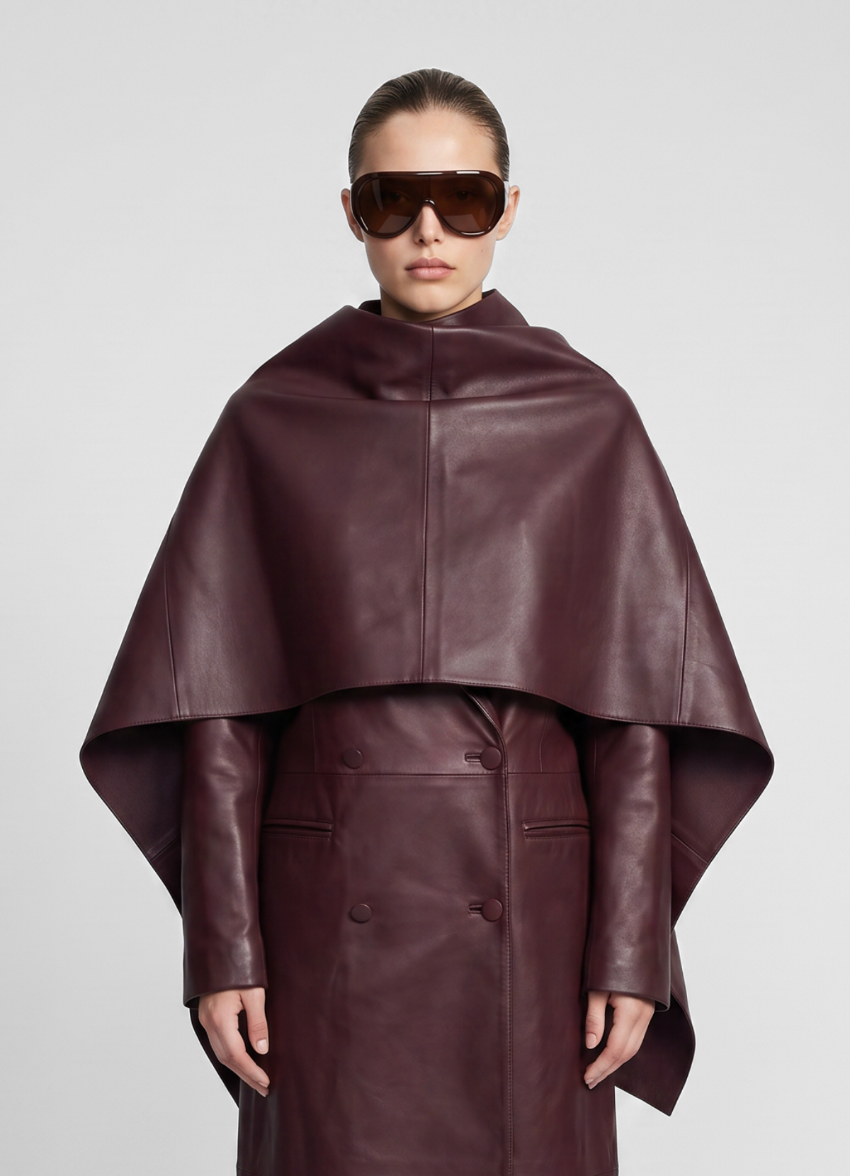 Burgundy Leather Cape