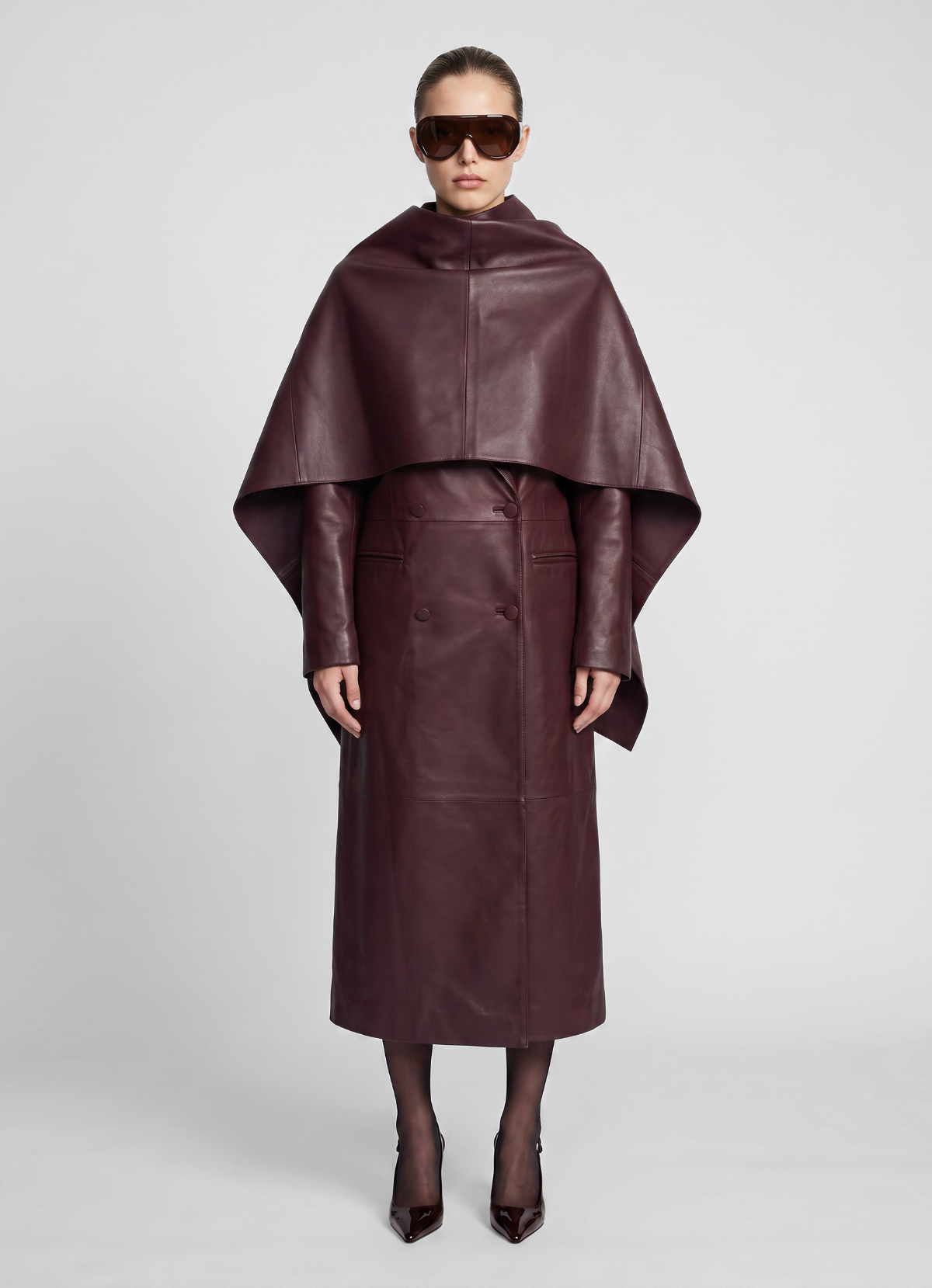 Burgundy Leather Cape