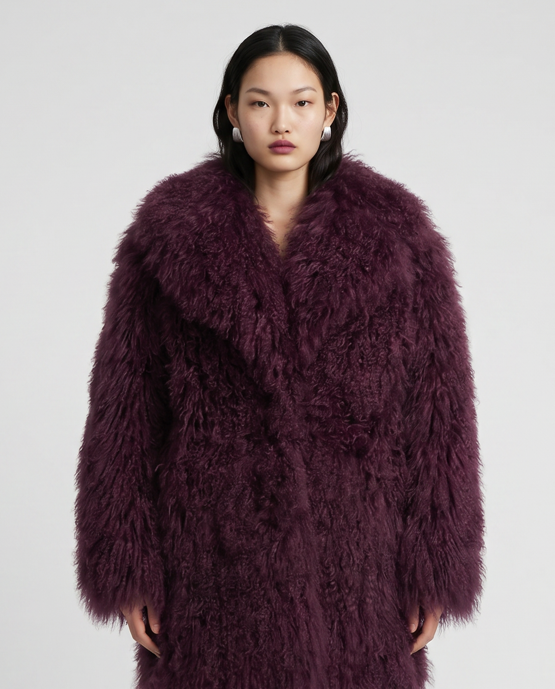 Burgundy Long Mongolian Coat