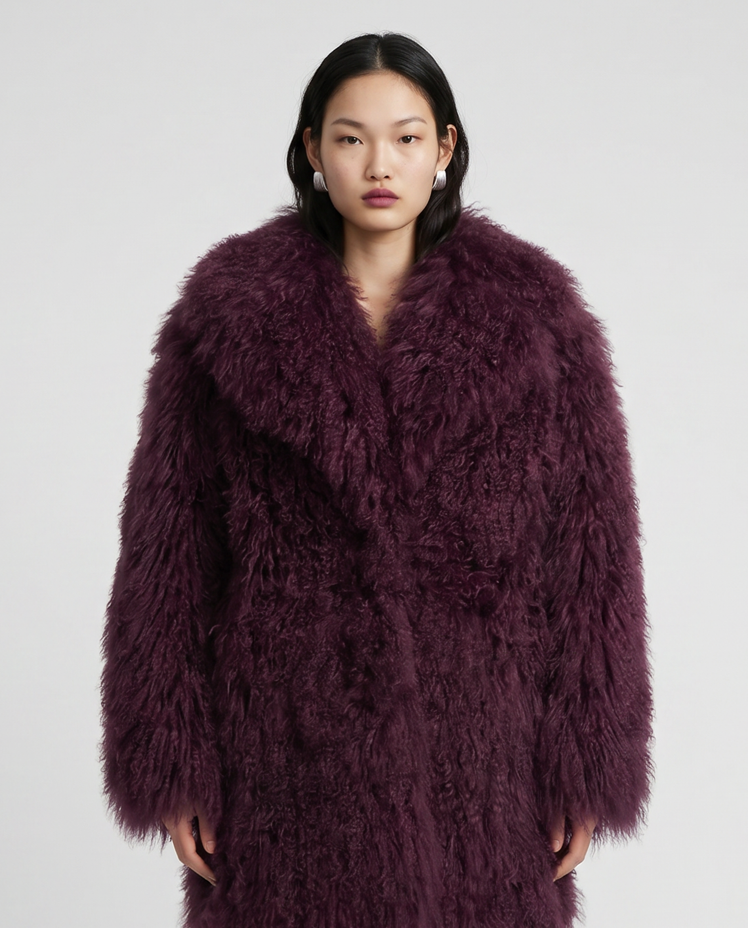 Burgundy Long Mongolian Coat