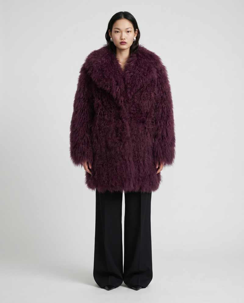 Burgundy Long Mongolian Coat