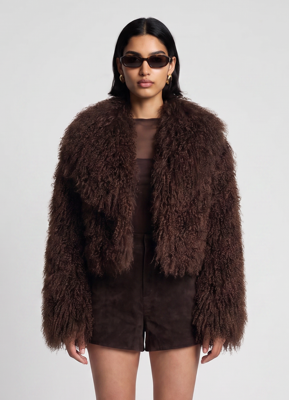 Brown Mongolian Cropped Coat