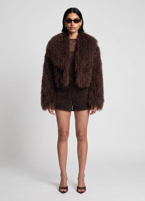 Brown Mongolian Cropped Coat