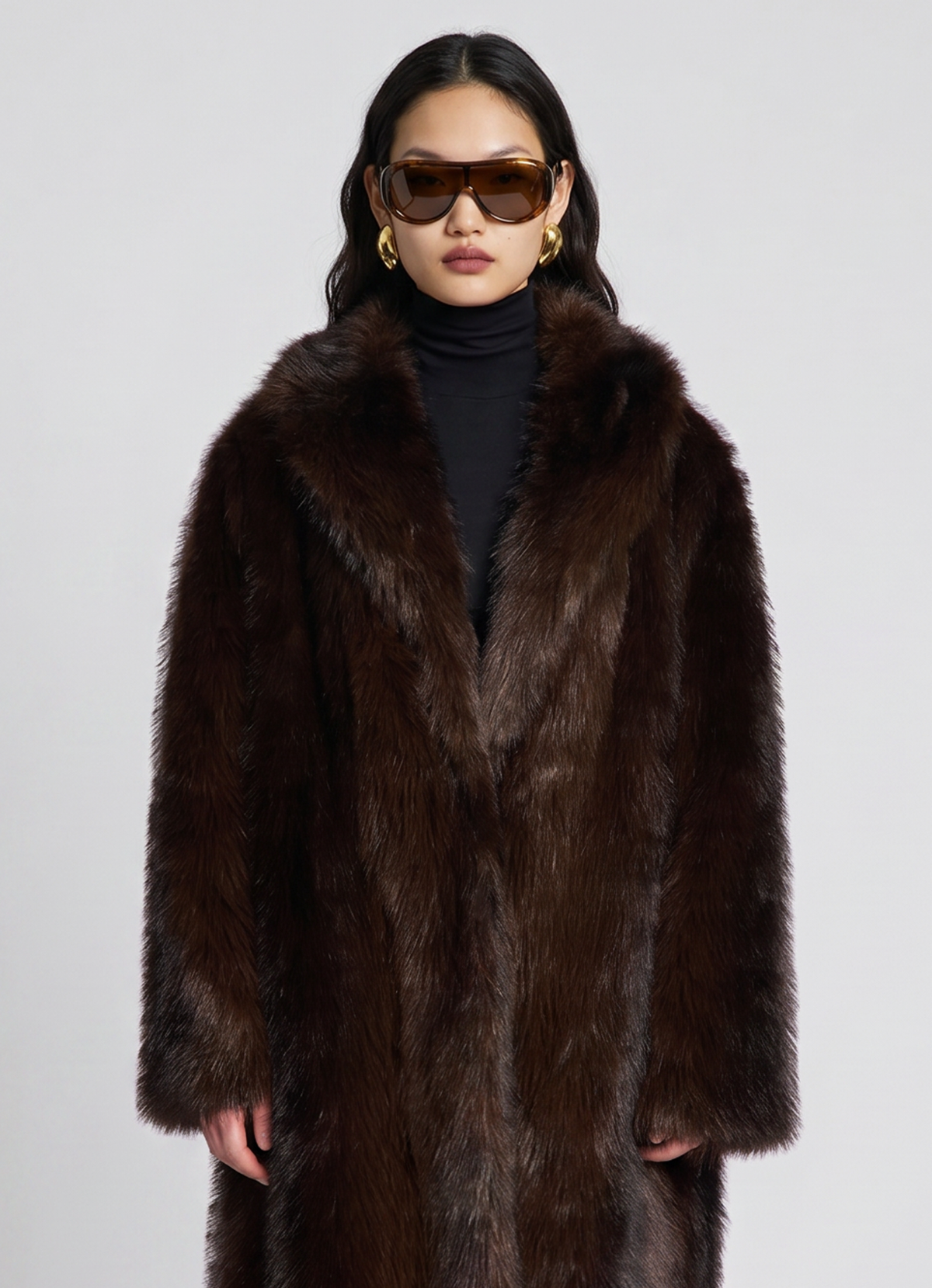 Brown Faux Fur Maxi Coat