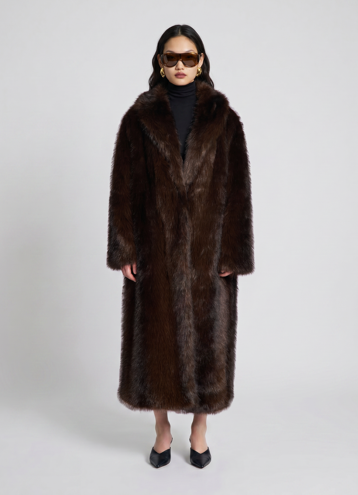 Brown Faux Fur Maxi Coat