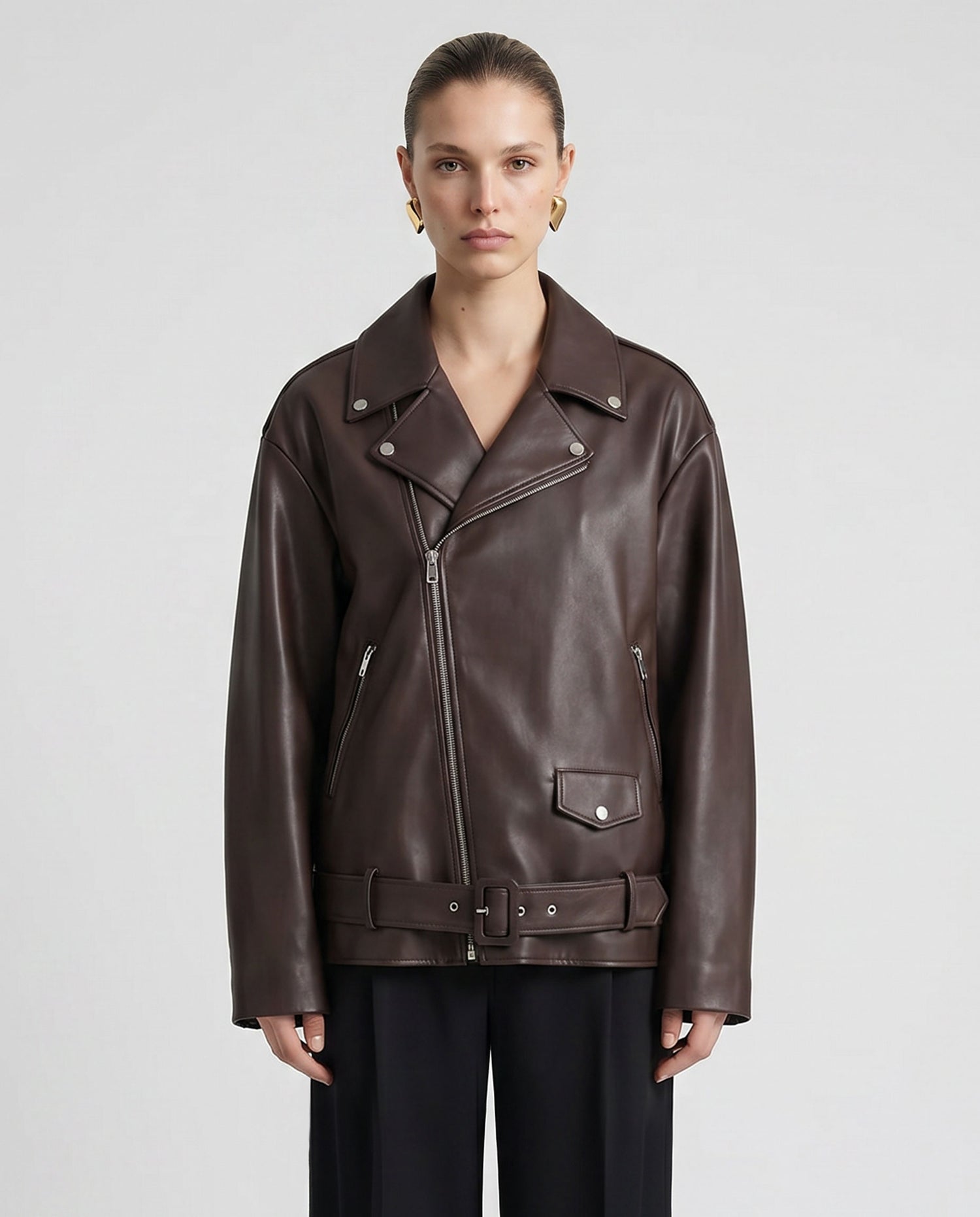 Brown Leather Aviator Jacket