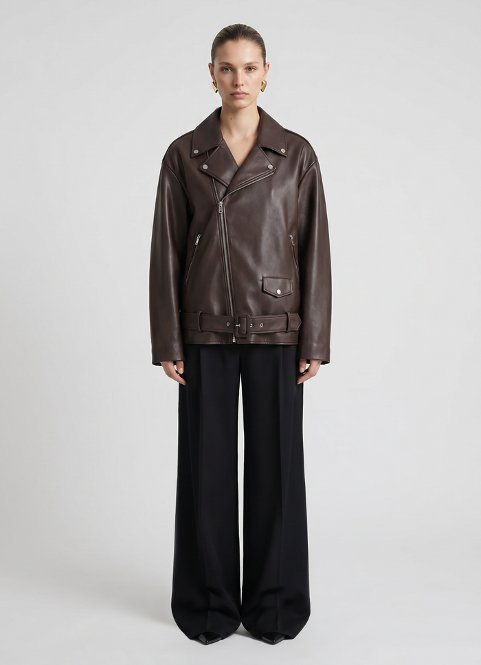 Brown Leather Aviator Jacket