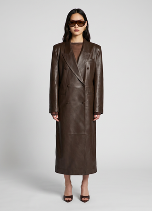 Brown Leather Trench Coat