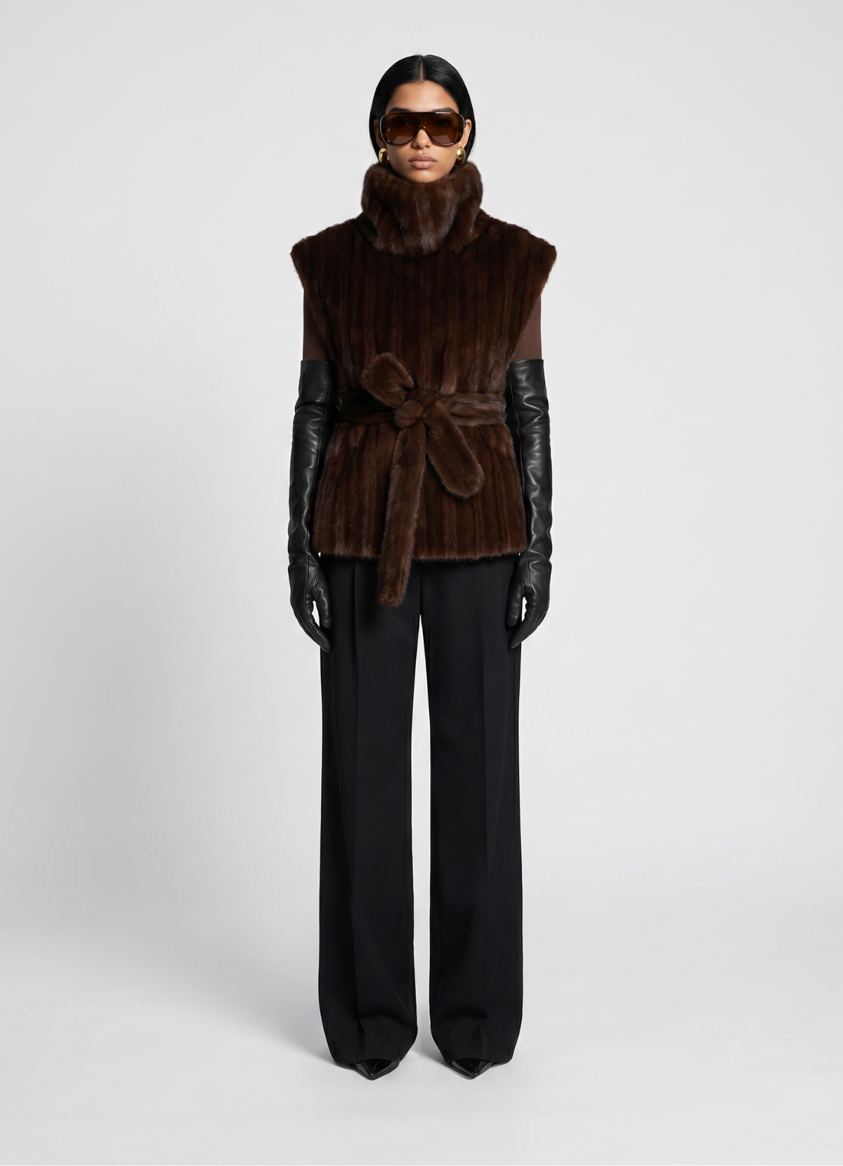 Brown Vintage Faux Fur Vest