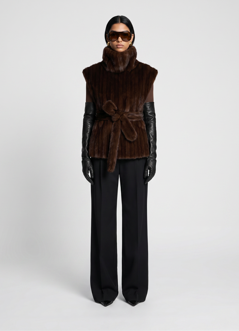 Brown Vintage Faux Fur Vest