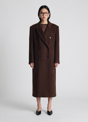 Brown Wool Straight Trench Coat