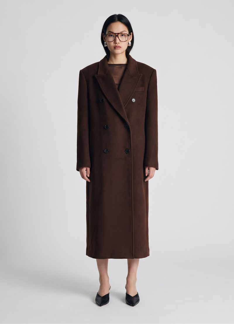 Brown Wool Straight Trench Coat