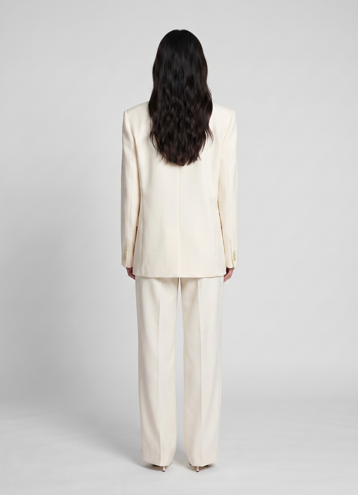 Cream Wool Suit Blazer