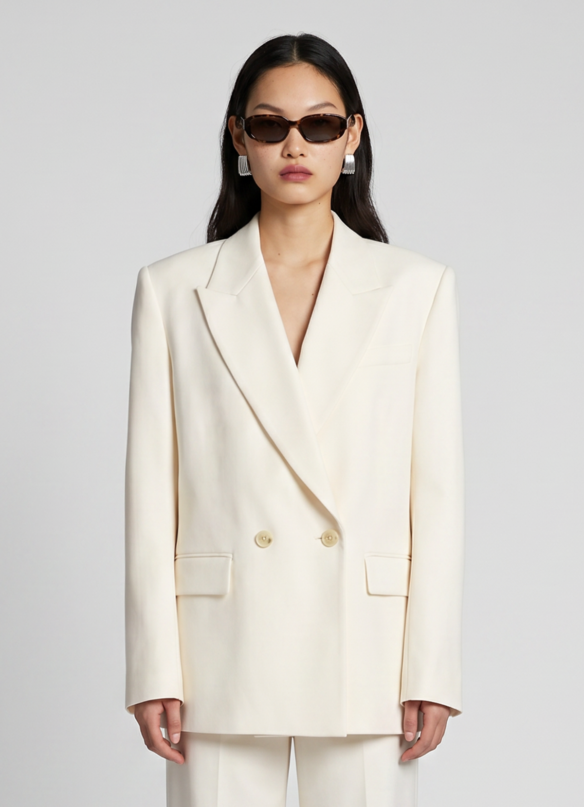 Cream Wool Suit Blazer