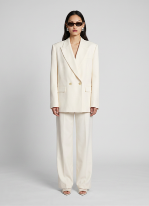 Cream Wool Suit Blazer