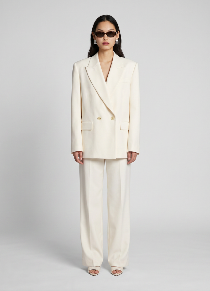 Cream Wool Suit Blazer