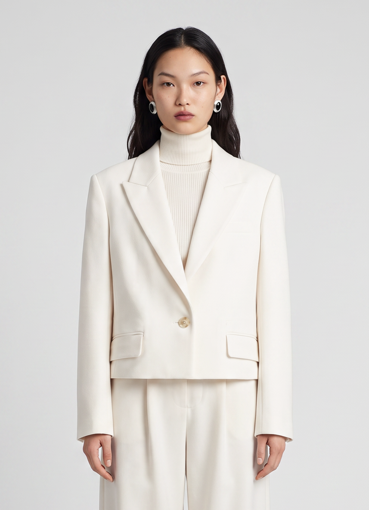 Cream Wool Cropped Blazer