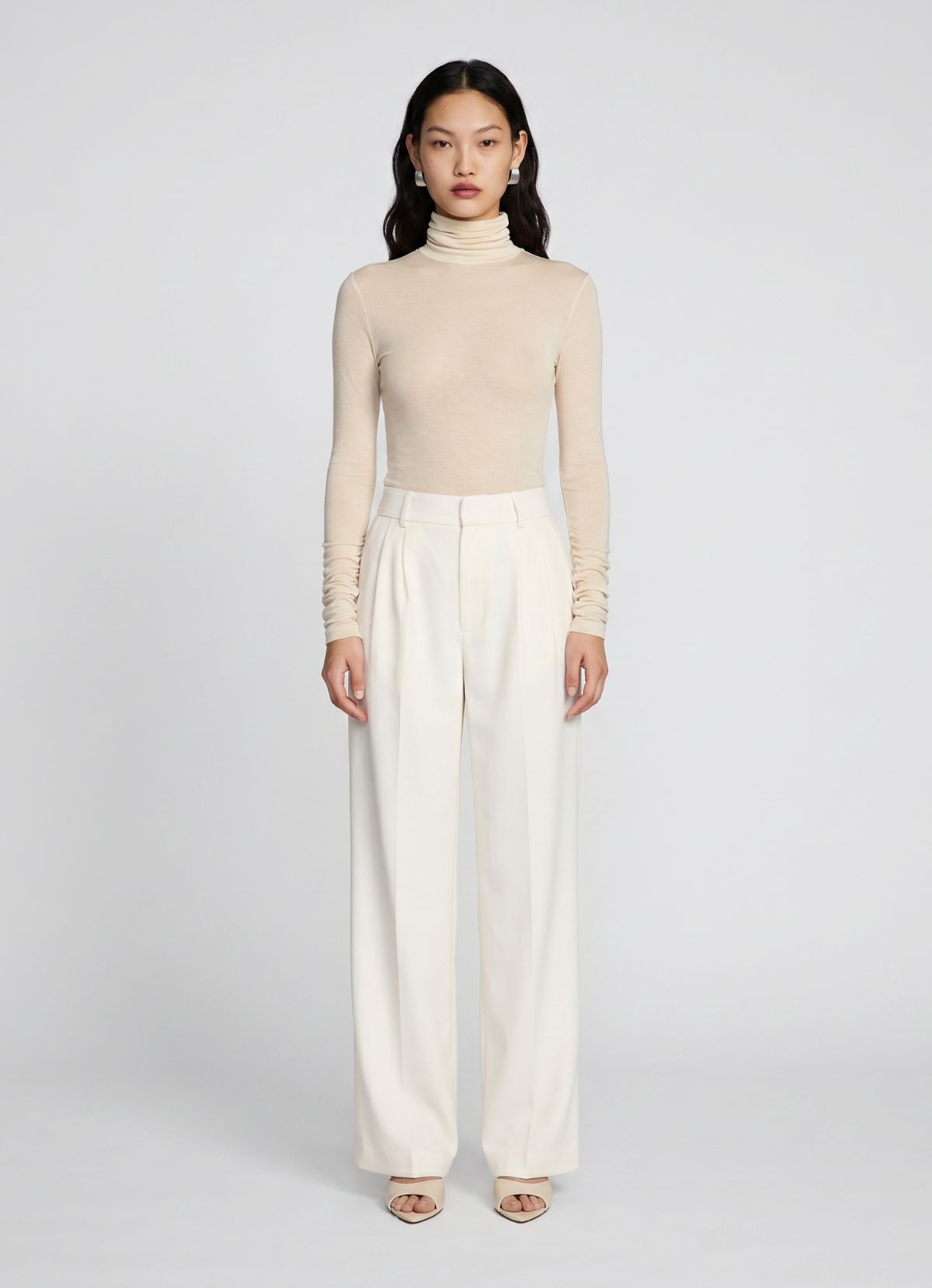 Cream Wool Suit Trousers