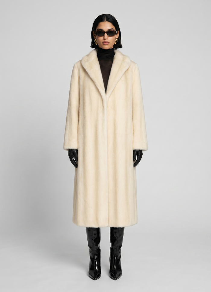 Cream Vintage Faux Fur Coat