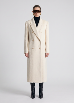 Cream Brushed Wool Trench Coat
