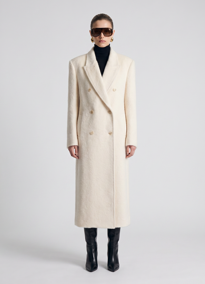 Cream Brushed Wool Trench Coat