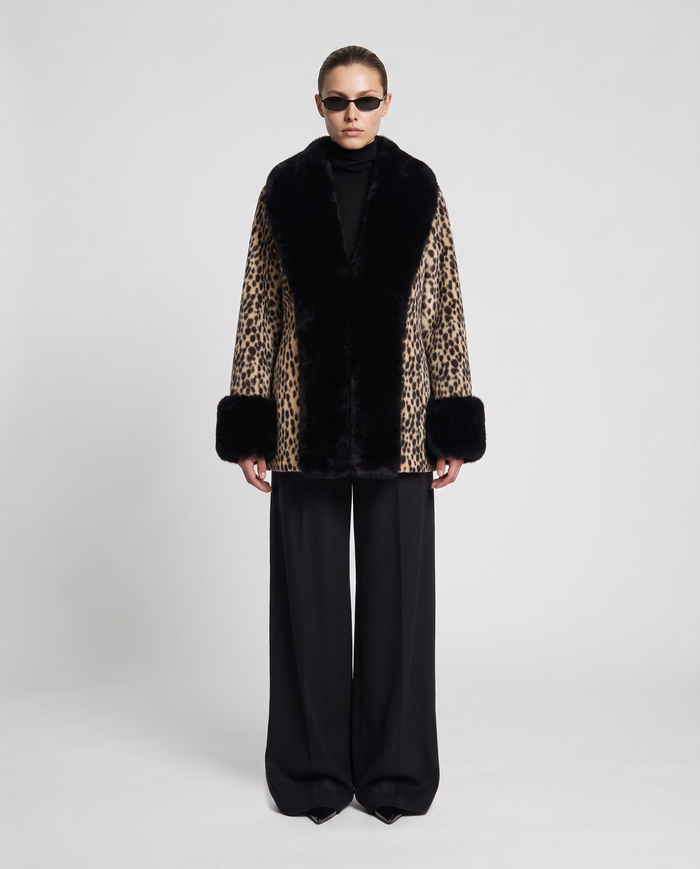 Dalmatian Faux Pony Hair Fur Trim Coat