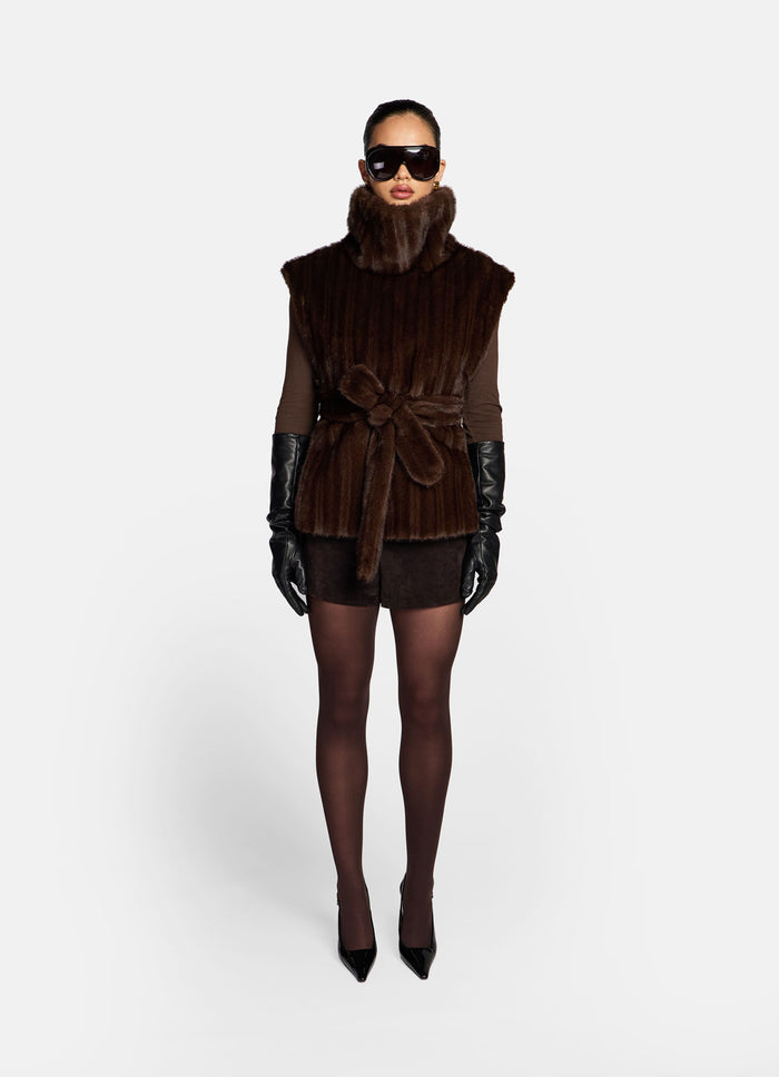 Brown Vintage Faux Fur Vest