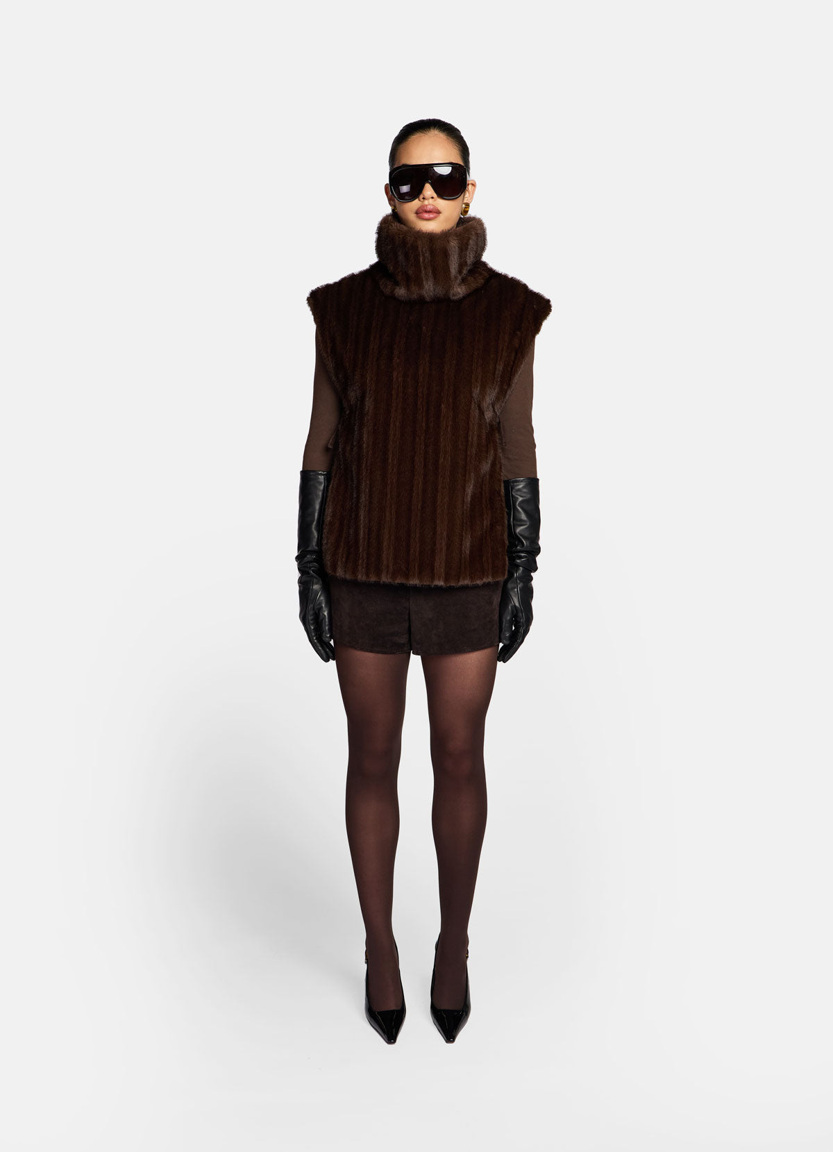 Brown Vintage Faux Fur Vest