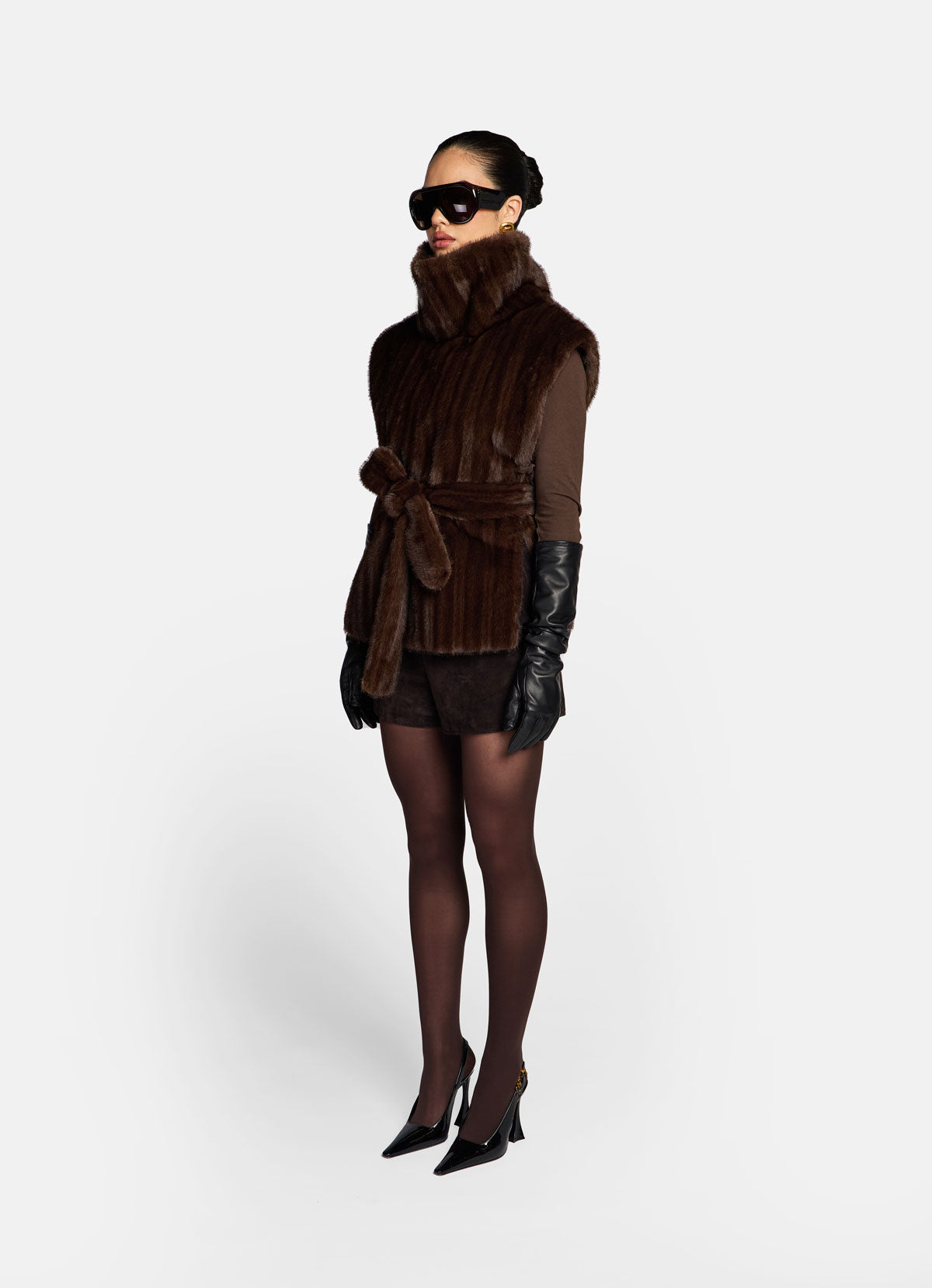 Brown Vintage Faux Fur Vest