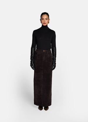Espresso Suede Maxi Skirt