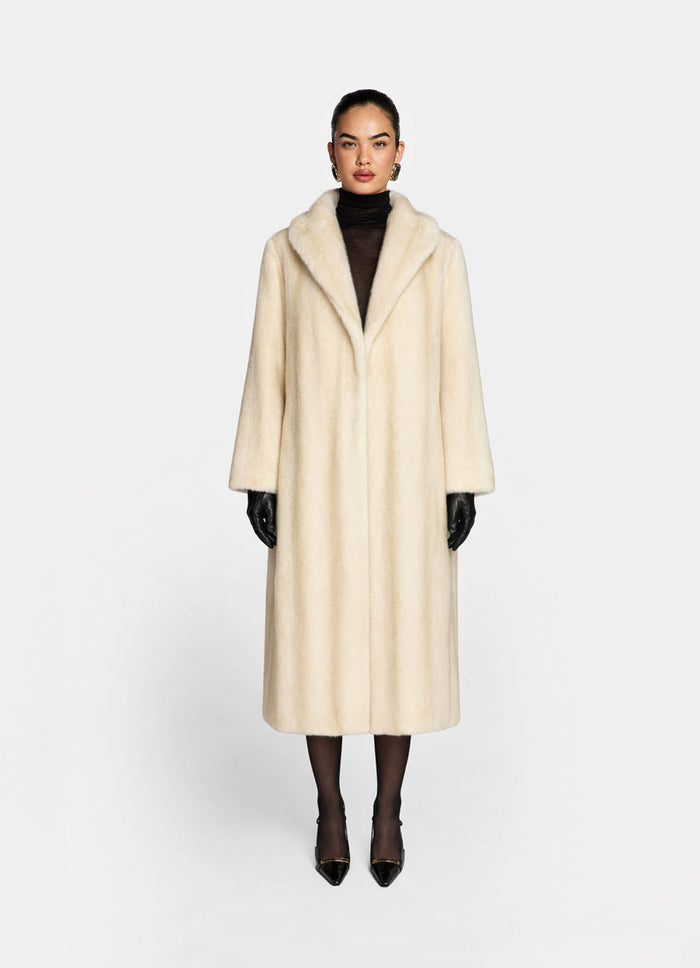 Cream Vintage Faux Fur Coat