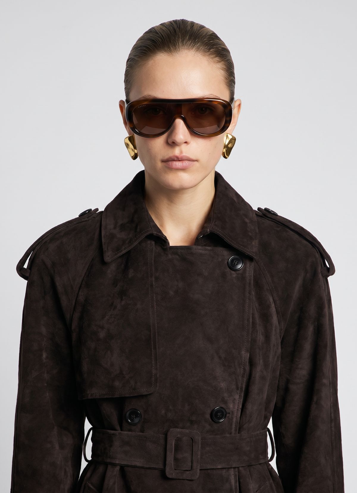 Espresso Suede Trench Coat
