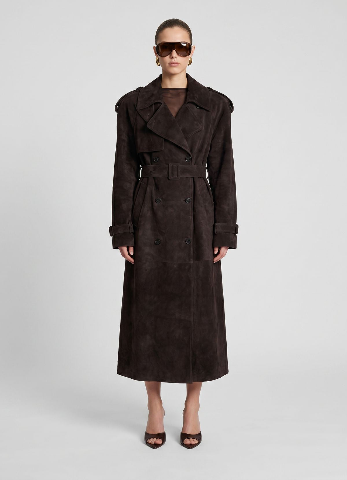 Espresso Suede Trench Coat