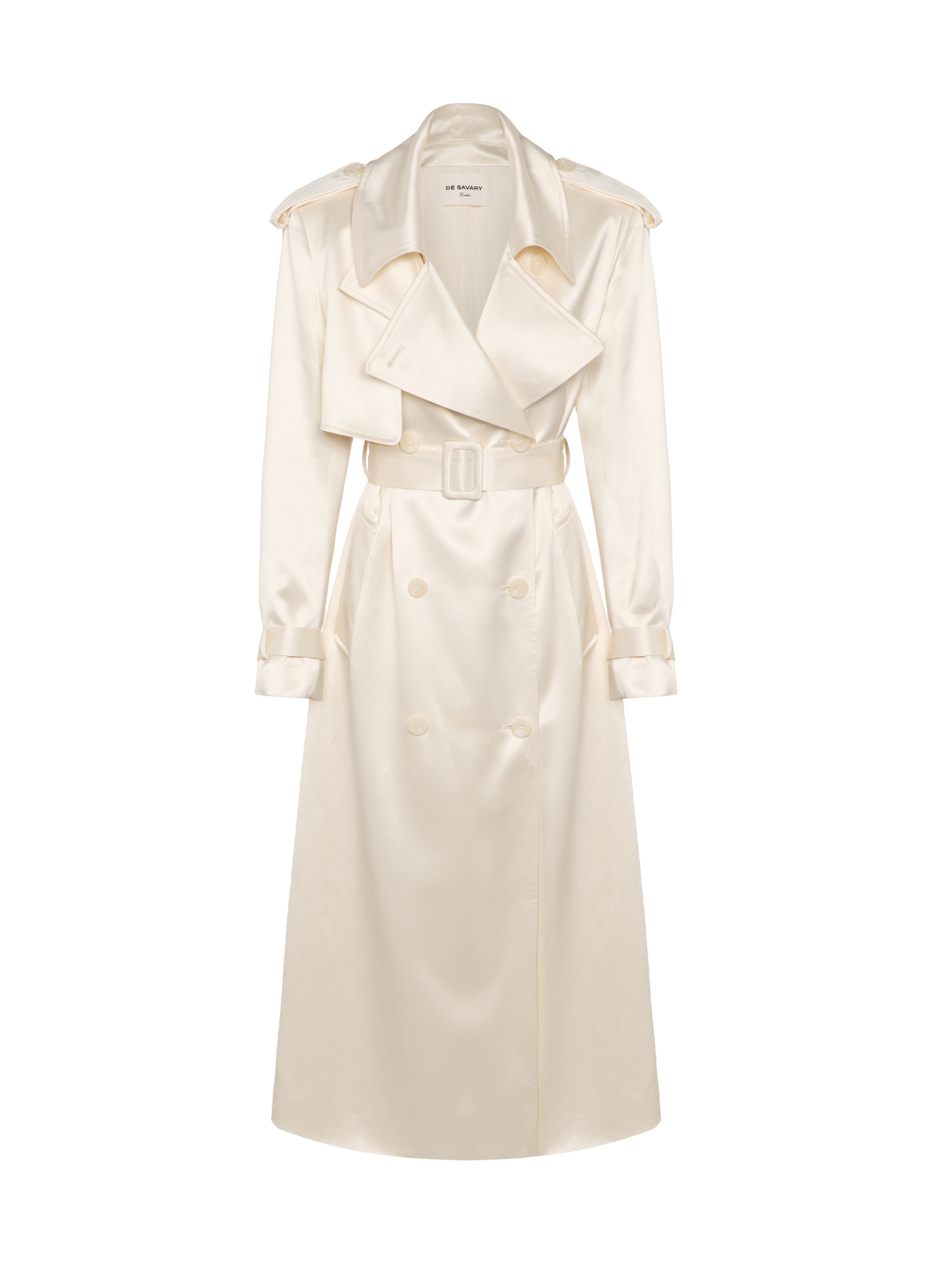 Ivory Satin Trench Coat