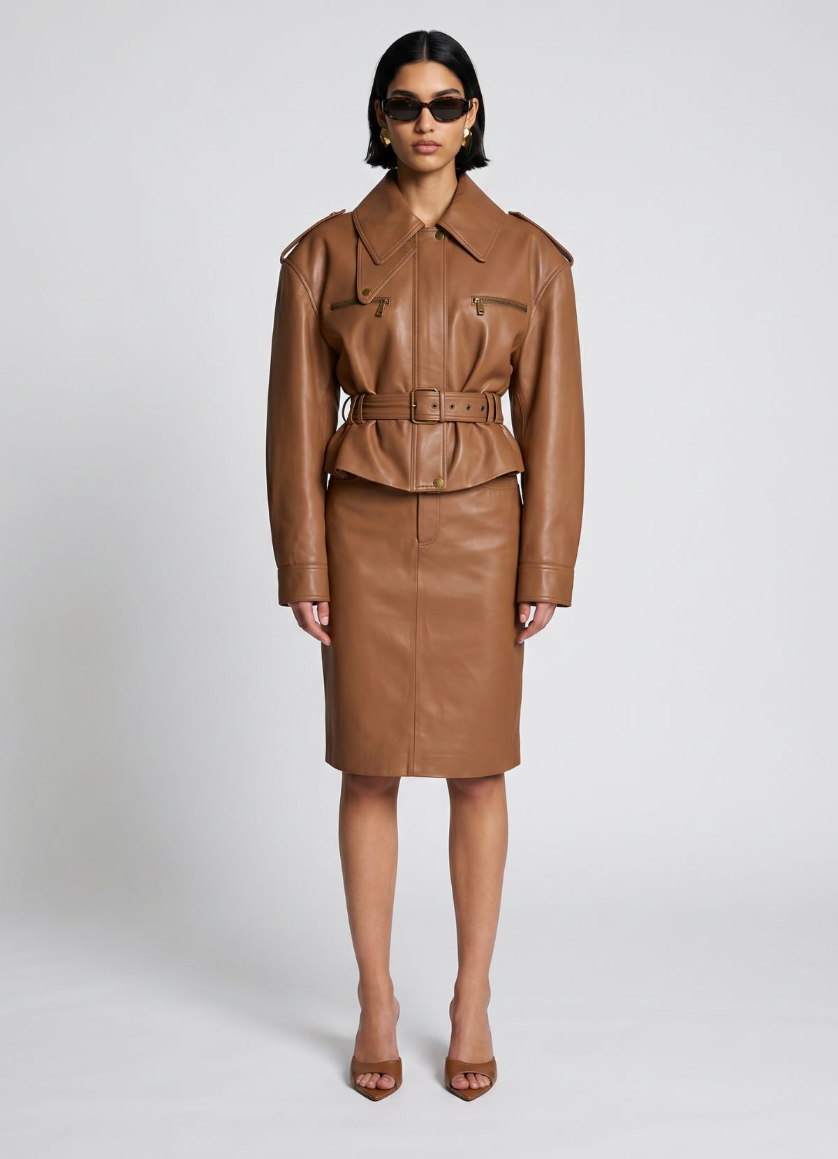 Mocha Leather Cropped Jacket – de Savary International