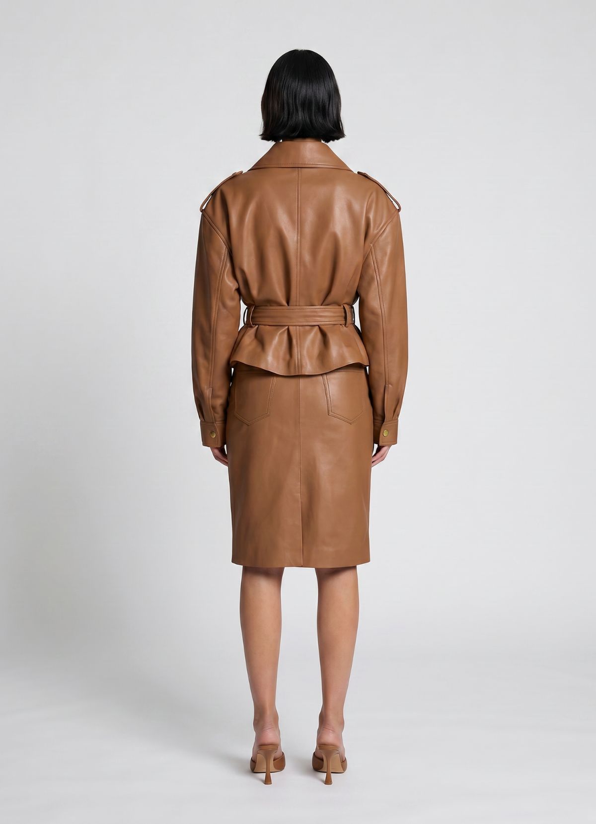 Mocha Leather Cropped Jacket