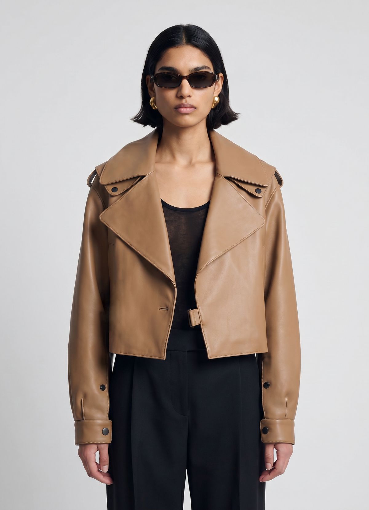 Nude Oversized Leather Jacket
