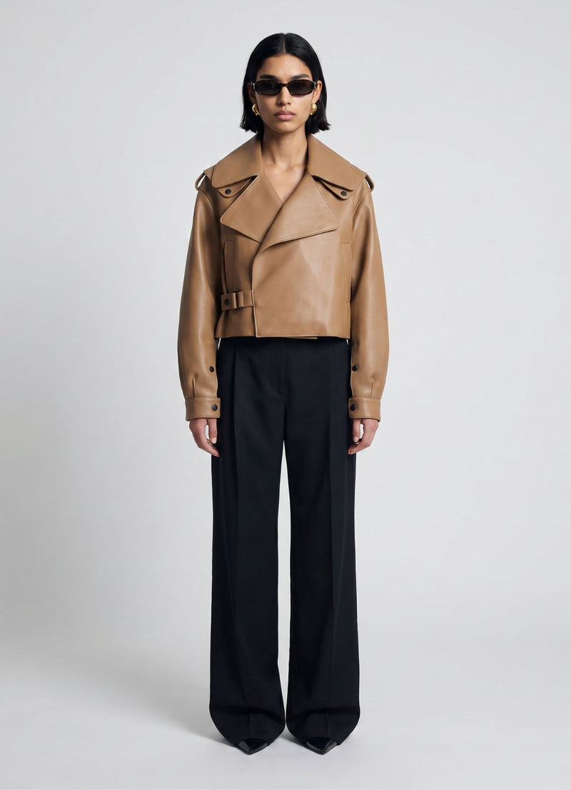 Nude Oversized Leather Jacket